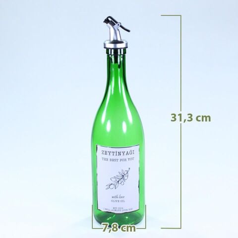 Yağdanlık Sosluk Sirkelik Özel Akıtıcılı Çimen Yeşili Zeytinyağı Etiketli 750 ml