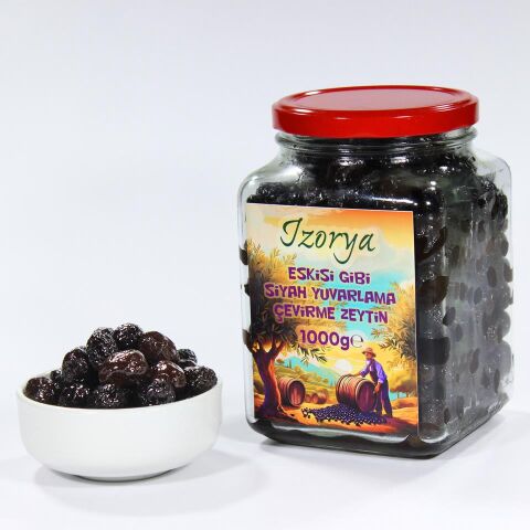 Eskisi Gibi Siyah Yuvarlama Çevirme Zeytin 1 kg Cam