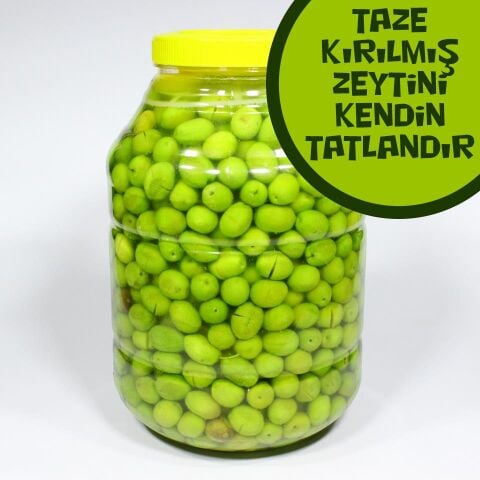 Kendin Tatlandır Ham Yeşil Zeytin (Küçük Çekirdekli) 3300 g