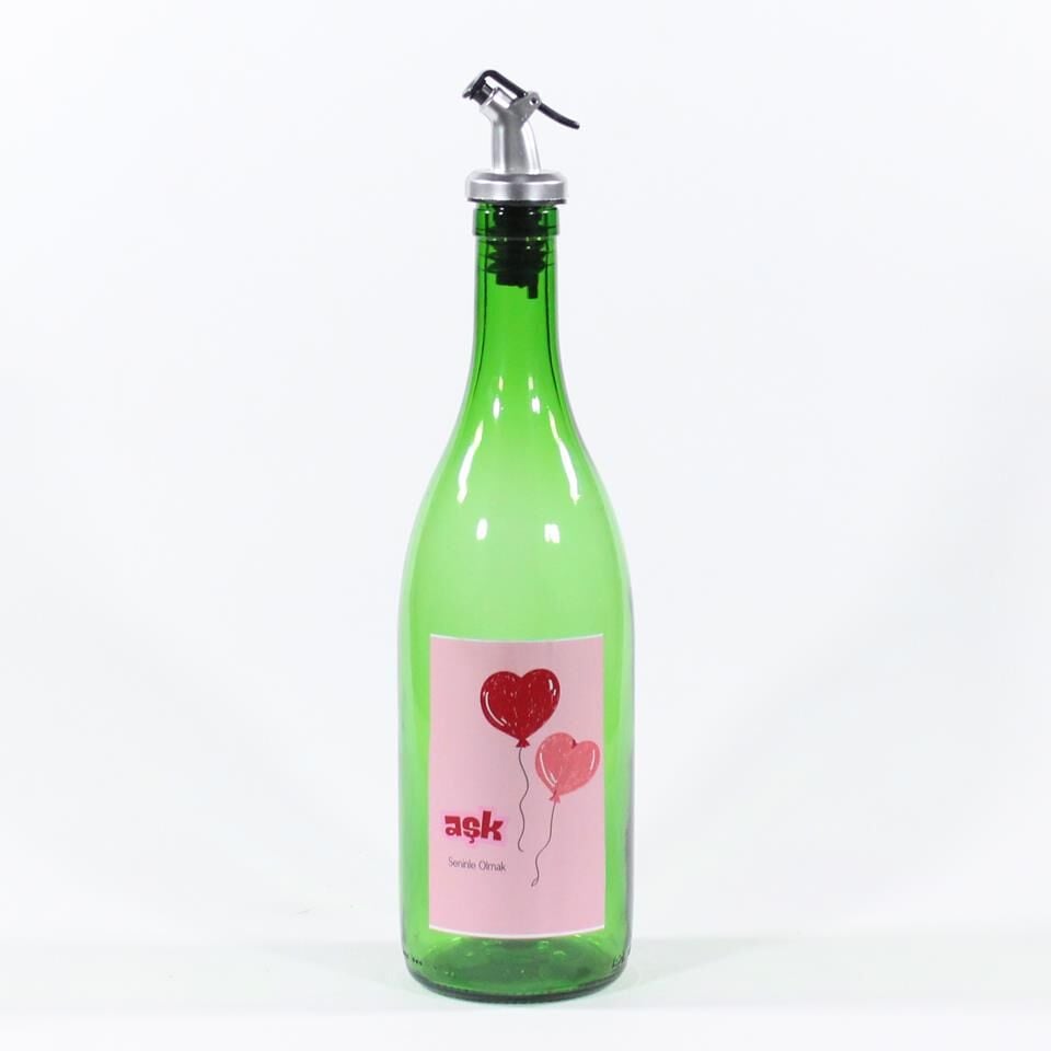 Sevgililer Günü Konseptli Sosluk Yeşil 750 ml (Akıtıcılı) Kalp Balonlar