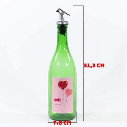 Sevgililer Günü Konseptli Sosluk Yeşil 750 ml (Akıtıcılı) Kalp Balonlar