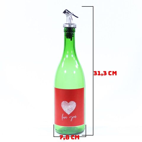 Sevgililer Günü Konseptli Sosluk Yeşil 750 ml (Akıtıcılı) Love You