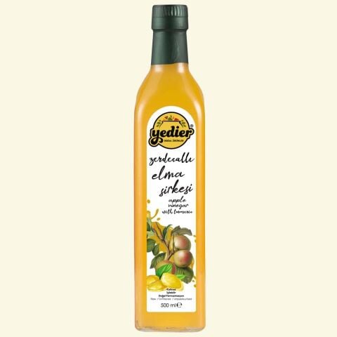 İçilebilir Doğal Fermantasyon Katkısız Zerdeçallı Elma Sirkesi 500ml