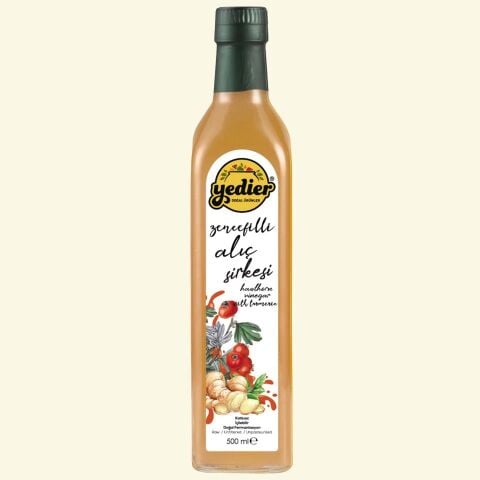 İçilebilir Doğal Fermantasyon Katkısız Zencefilli Alıç Sirkesi 500ml
