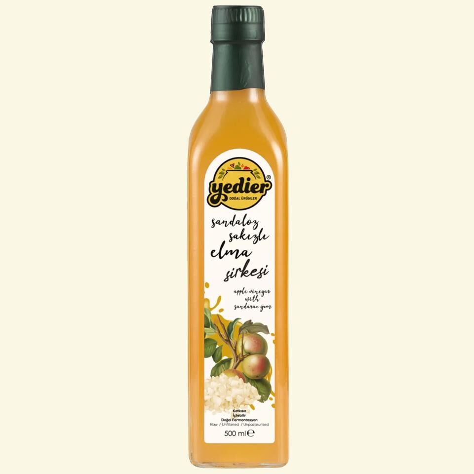 İçilebilir Doğal Fermantasyon Katkısız Sandaloz Sakızlı Elma Sirkesi 500ml