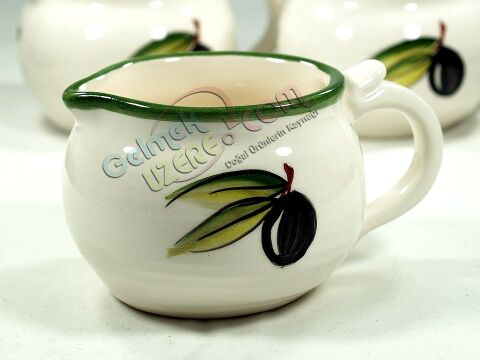 Seramik Sütlük Zeytin Desenli