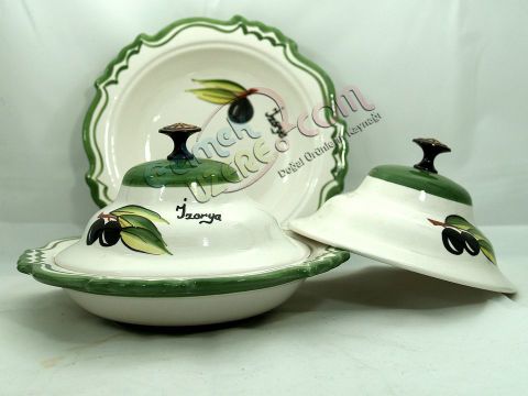 Seramik Şekerlik Yuvarlak Zeytin Desenli