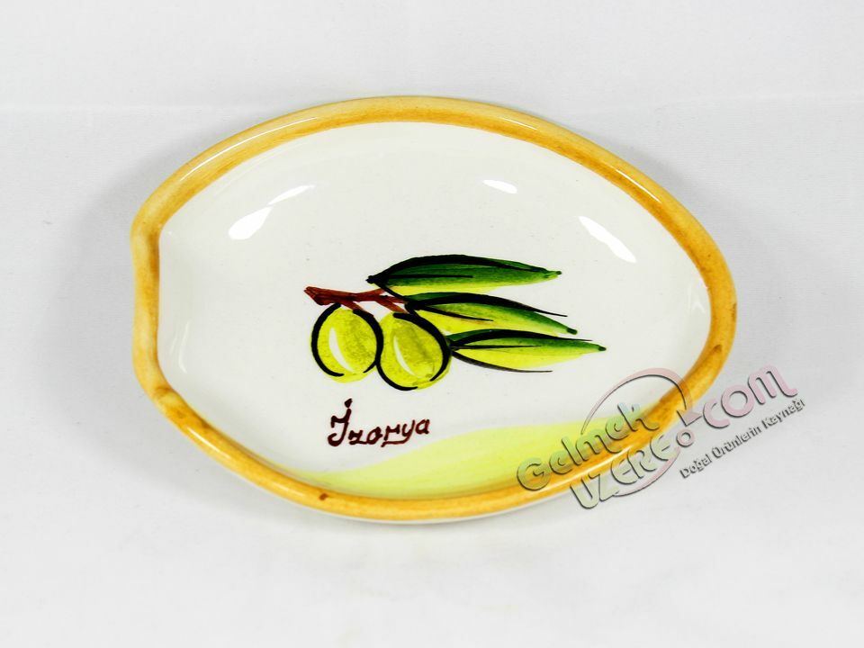Seramik Kase Zeytin Desenli Taba