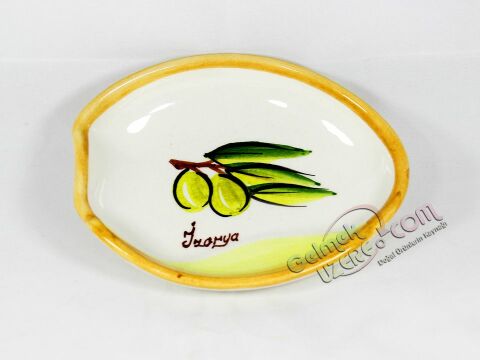 Seramik Kase Zeytin Desenli Taba