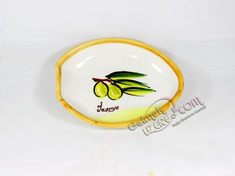 Seramik Kase Zeytin Desenli Taba