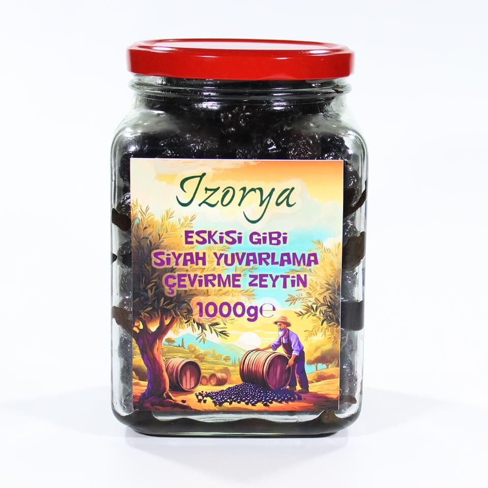 Eskisi Gibi Siyah Yuvarlama Çevirme Zeytin 1 kg Cam