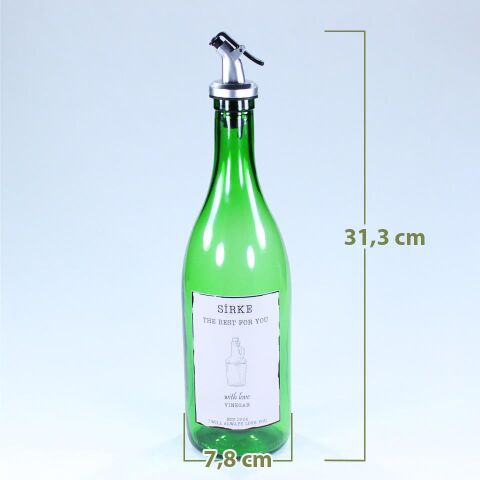 Yağdanlık Sosluk Sirkelik Özel Akıtıcılı Çimen Yeşili Sirke Etiketli 750 ml