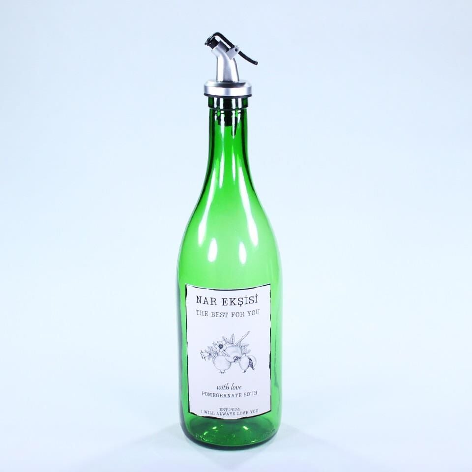 Yağdanlık Sosluk Sirkelik Özel Akıtıcılı Çimen Yeşili Nar Ekşisi Etiketli 750 ml