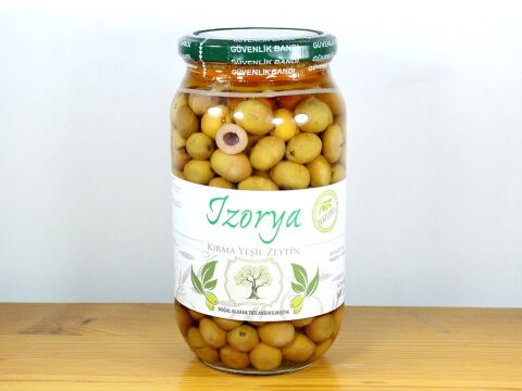 Doğal Kırma Yeşil Zeytin Cam Kavanoz 600G