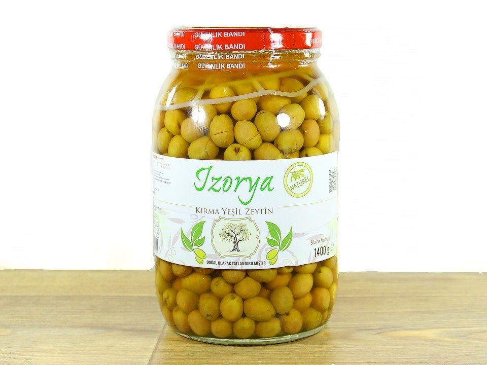 Doğal Kırma Yeşil Mut Zeytini 1400g Cam (Koruyucu İçermez)